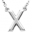 Sterling Silver X 16" Polished BLOCK INITIAL NECKLACE