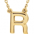 14KY R 16" P BLOCK INITIAL NECKLACE