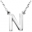 Sterling Silver N 16" Polished BLOCK INITIAL NECKLACE