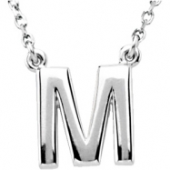 Picture of Sterling Silver M 16" Polished BLOCK INITIAL NECKLACE