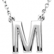 Sterling Silver M 16" Polished BLOCK INITIAL NECKLACE