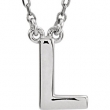 Sterling Silver L 16" Polished BLOCK INITIAL NECKLACE