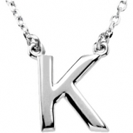 Picture of Sterling Silver K 16" Polished 16" BLOCK INITIAL NECKLACE