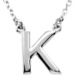 Sterling Silver K 16" Polished 16" BLOCK INITIAL NECKLACE