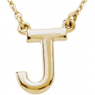 Picture of 14kt Yellow J 16" Polished BLOCK INITIAL NECKLACE