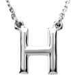 Sterling Silver H 16" Polished BLOCK INITIAL NECKLACE