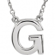 Sterling Silver G 16" Polished BLOCK INITIAL NECKLACE