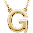 14kt Yellow G 16" Polished BLOCK INITIAL NECKLACE
