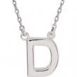 Sterling Silver D 16" Polished BLOCK INITIAL NECKLACE
