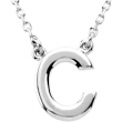 Sterling Silver C 16" Polished BLOCK INITIAL NECKLACE