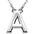 Sterling Silver A 16" Polished BLOCK INITIAL NECKLACE