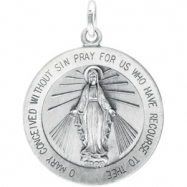 Picture of Sterling Silver 22.00 MM MEDAL ONLY Polished MIRACULOUS MEDAL W/OUT CHAIN