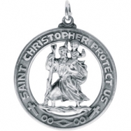 Picture of Sterling Silver 28.50 MM MEDAL ONLY Polished ST. CHRISTOPHER MEDAL W/OUT CH