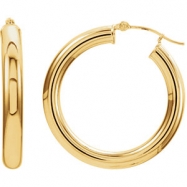 Picture of 14kt Yellow Earring Complete No Setting 40.00 mm Pair Polished Tube Hoop Earrings