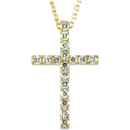 Picture of 14kt Yellow 19.25X12.00 Polished 18" 1/4 CTW PETITE DIA CROSS
