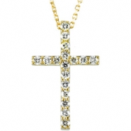 14kt Yellow 19.25X12.00 Polished 18" 1/4 CTW PETITE DIA CROSS Picture of 14kt Yellow 19.25X12.00 Polished 18" 1/4 CTW PETITE DIA CROSS