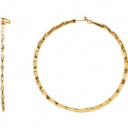 Picture of 14kt Yellow PAIR 1 1/2 CTTW Polished DIAMOND HOOP EARRING