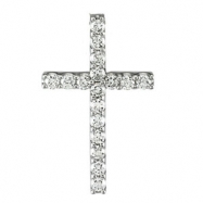 Picture of 14kt White 1/3 CTTW PENDANT Polished PETITE DIAMOND CROSS