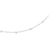 Picture of Sterling Silver NECKLACE Complete with Stone 16.00 INCH ROUND 04.00 MM CZ Polished CZ BEZEL STATION NECKLACE