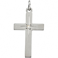 Picture of 14kt White 18.00X12.00 MM Polished CROSS PENDANT W/DIAMOND