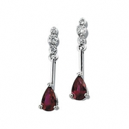 Picture of 14KW PAIR .05 CT TW/05.00X03.00 MM P GEN RUBY & DIAMOND EARRING