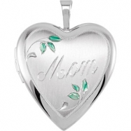 Picture of Sterling Silver 21.00X19.25 MM Polished MOM LOCKET WITH COLOR