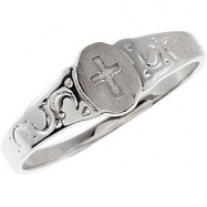 Picture of 14kt White RING Polished YOUTH SIGNET W/CROSS RING