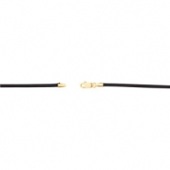 Picture of 14kt Yellow 24 INCH Polished BLACK LEATHER CHAIN