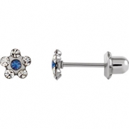 Picture of Stainless Steel 03.00X03.00 MM Polished FLOWER CRYSTAL PIERCING EARRIN