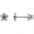 Stainless Steel 03.00X03.00 MM Polished FLOWER CRYSTAL PIERCING EARRIN