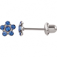 Picture of Stainless Steel 03.00X03.00 MM Polished FLOWER CRYSTAL PIERCING EARRIN
