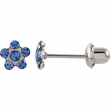 Stainless Steel 03.00X03.00 MM Polished FLOWER CRYSTAL PIERCING EARRIN