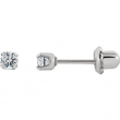 Stainless Steel 03.00 MM Polished PALLADIUM PLATED PAIR CZ E/R