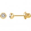 14kt Yellow 04.00 MM Polished APRIL BEZEL PIERCING EARRING