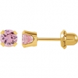 14kt Yellow 05.00 MM Polished INVERNESS PINK CZ EARRING