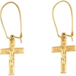 14kt Yellow PAIR 14.00X09.00 MM Polished EARWIRE W/CRUCIFIX