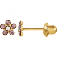 Picture of 14kt Yellow JUNE 03.00X03.00 MM Polished FLOWER BIRTHSTONE EARRING