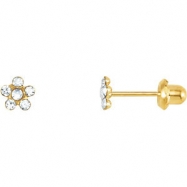 Picture of 14kt Yellow JANUARY 03.00X03.00 MM Polished FLOWER BIRTHSTONE EARRING