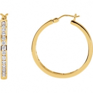 Picture of 14kt Yellow PAIR 1 CT TW Polished DIAMOND HOOP EARRING