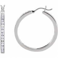 Picture of 14kt White PAIR 1/2 CT TW Polished DIAMOND HOOP EARRING