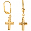 14kt Yellow PAIR 12.00X09.00 MM Polished LEVER BACK CROSS EARRING