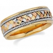 14kt Yellow/White/Rose SIZE 10.50 Polished TRI COLOR HAND WOVEN BAND