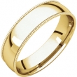 14kt Yellow 05.00 mm Light Comfort Fit Milgrain Band