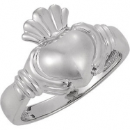 Picture of 14kt White LADIES Polished CLADDAGH DUO RING