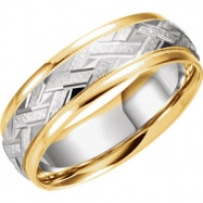 Picture of 14kt Yellow/White Band 11.00 07.00 MM Complete No Setting Polished TWO TONE DESIGN BAND (Y-W-Y)