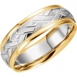 14kt Yellow/White Band 11.00 07.00 MM Complete No Setting Polished TWO TONE DESIGN BAND (Y-W-Y)