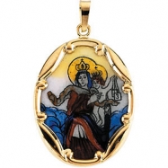 Picture of 14kt Yellow 25.00X19.50 MM Polished PORCELAIN SCAPULAR PENDANT
