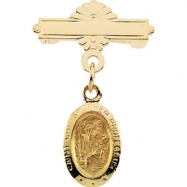 Picture of 14kt Yellow 12.00X09.00 MM Polished ST. CHRISTOPHER BAPTISMAL PIN