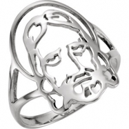 Picture of Sterling Silver SIZE 08.00 LADIES Polished FACE OF JESUS CHASTITY RING