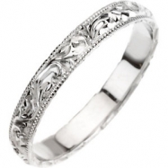 Picture of 14kt White 6 Hand Engraved Band